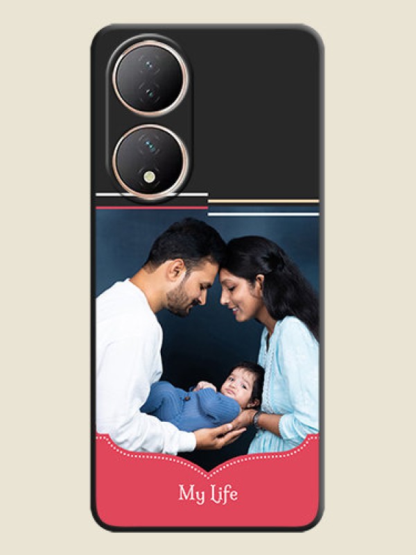 Custom Classic Plain Design with Name on Photo on Space Black Soft Matte Phone Cover - Vivo T2 5G