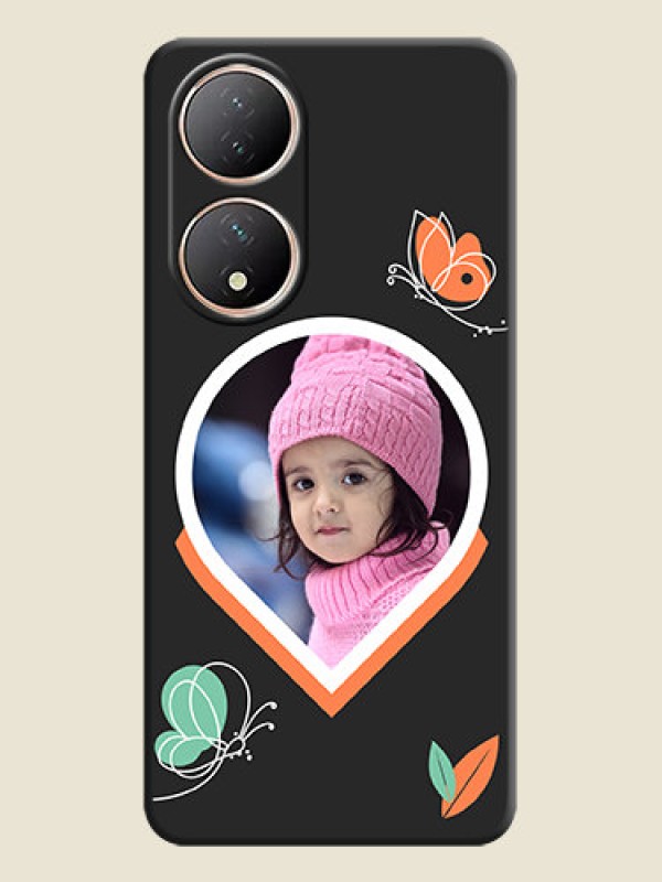 Custom Upload Pic With Simple Butterly Design On Space Black Personalized Soft Matte Phone Covers -Vivo T2 5G