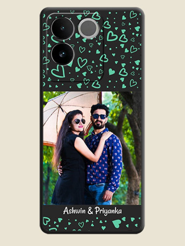 Custom Sea Green Indefinite Love Pattern on Photo On Space Black Custom Soft Matte Mobile Back Cover - Vivo T2 Pro 5G