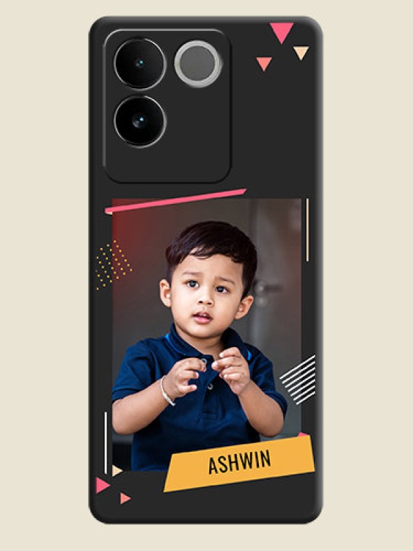 Custom Photo Frame with Triangle Small Dots on Photo On Space Black Custom Soft Matte Mobile Back Cover - Vivo T2 Pro 5G