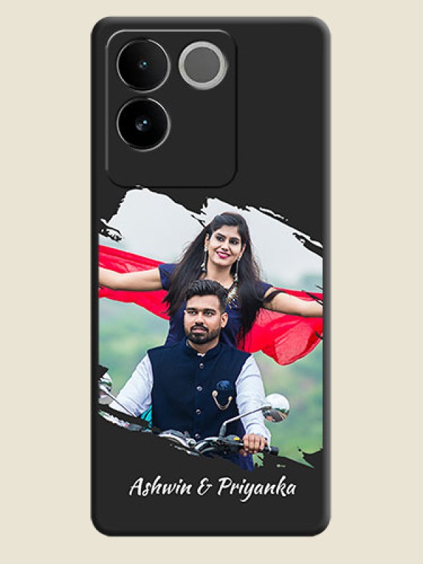 Custom Grunge Brush Strokes on Photo  On Space Black Custom Soft Matte Mobile Back Cover - Vivo T2 Pro 5G