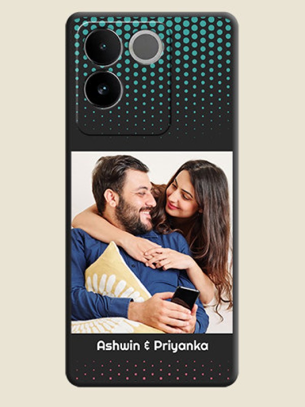 Custom Faded Dots with Grunge Photo Frame and Text On Space Black Custom Soft Matte Mobile Back Cover - Vivo T2 Pro 5G