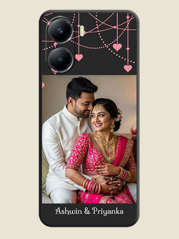 Custom Pink Love Hangings with Text on Space Black Custom Soft Matte Back Cover - Vivo T2x 5G