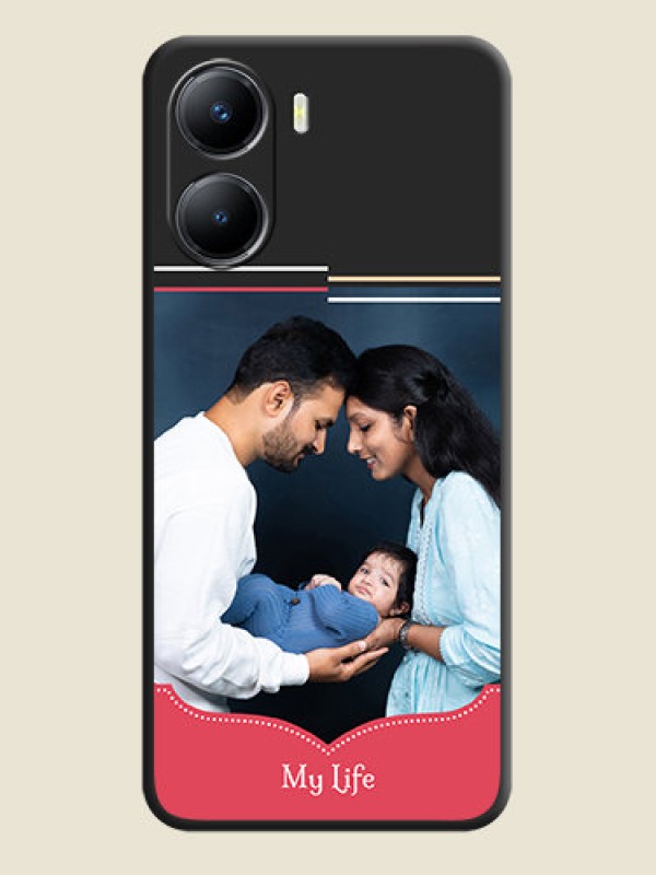 Custom Classic Plain Design with Name on Photo on Space Black Soft Matte Phone Cover - Vivo T2x 5G