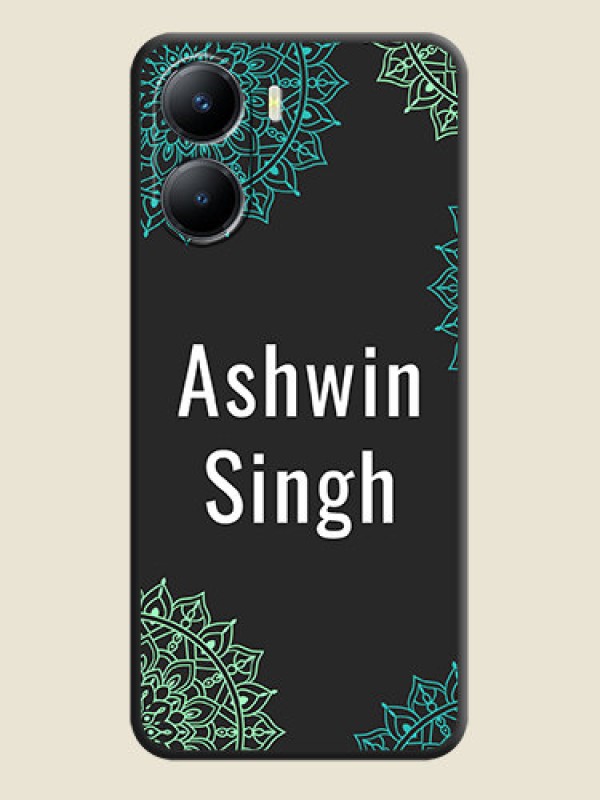 Custom Your Name with Floral Design on Space Black Custom Soft Matte Back Cover - Vivo T2x 5G