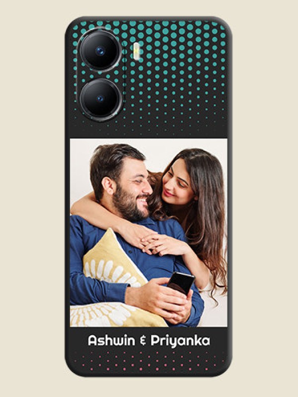 Custom Faded Dots with Grunge Photo Frame and Text on Space Black Custom Soft Matte Phone Cases - Vivo T2x 5G