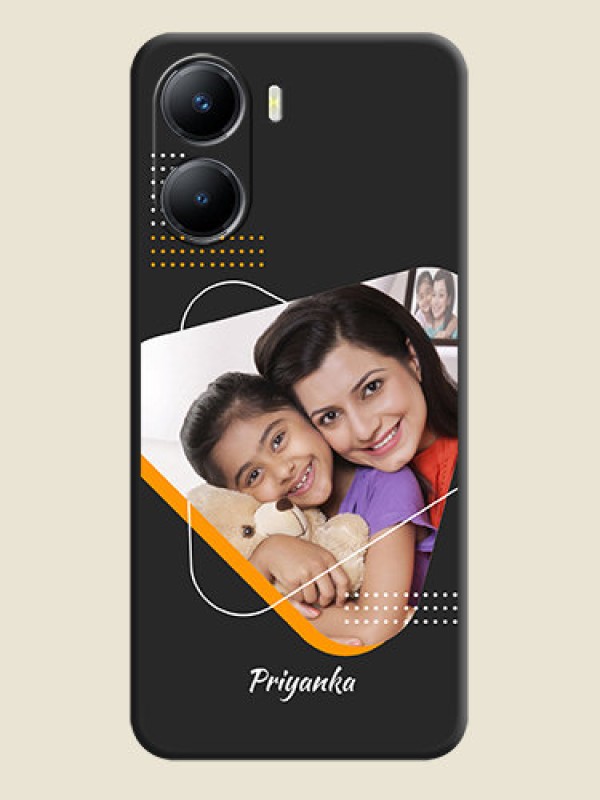 Custom Yellow Triangle on Photo on Space Black Soft Matte Phone Cover - Vivo T2x 5G