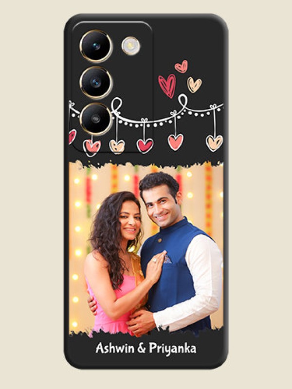 Custom Pink Love Hangings with Name on Space Black Custom Soft Matte Phone Cases - Vivo T3 5G