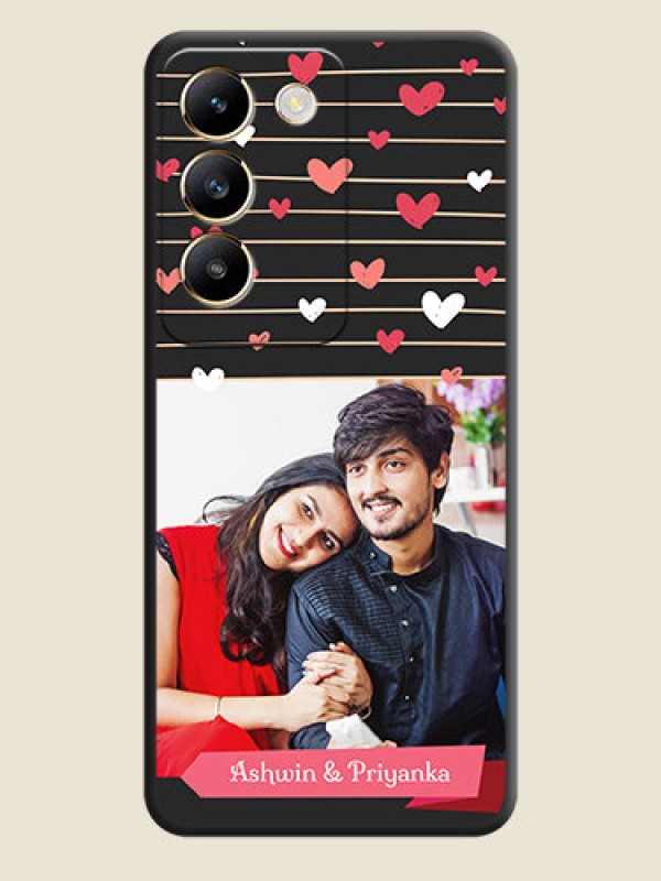 Custom Love Pattern with Name on Pink Ribbon - Photo on Space Black Soft Matte Back Cover - Vivo T3 5G