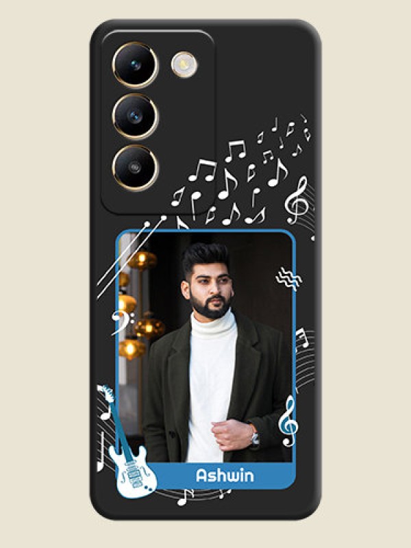 Custom Musical Theme Design with Text - Photo on Space Black Soft Matte Mobile Case - Vivo T3 5G