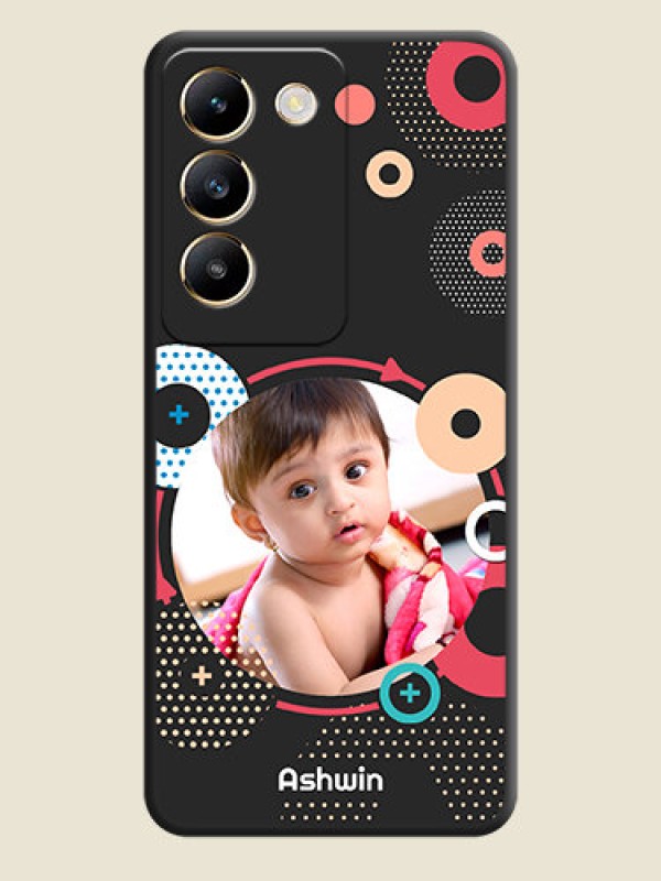 Custom Multicoloured Round Image on Personalised Space Black Soft Matte Cases - Vivo T3 5G