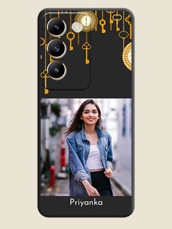 Custom Decorative Design with Text on Space Black Custom Soft Matte Back Cover - Vivo T3 5G