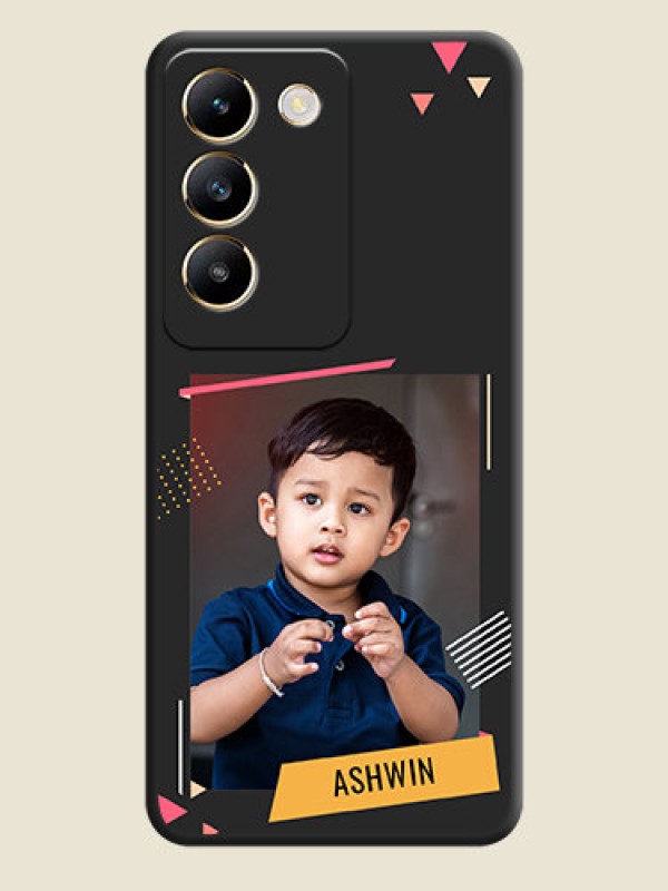 Custom Photo Frame with Triangle Small Dots - Photo on Space Black Soft Matte Back Cover - Vivo T3 5G