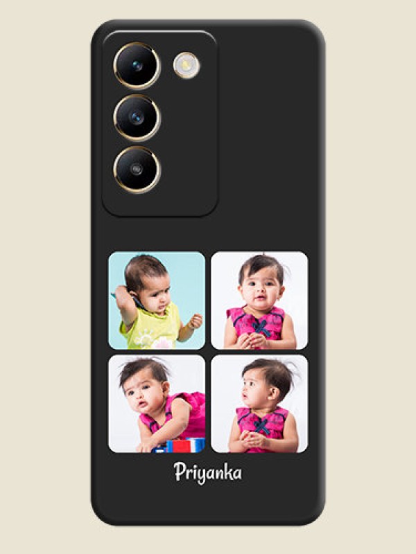 Custom Floral Art with 6 Image Holder - Photo on Space Black Soft Matte Mobile Case - Vivo T3 5G