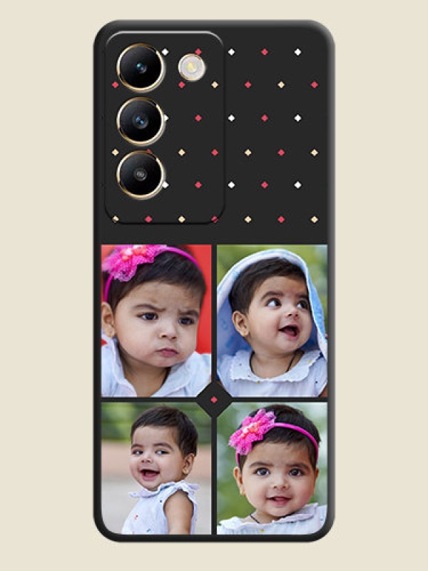 Custom Multicolor Dotted Pattern with 4 Image Holder on Space Black Custom Soft Matte Phone Cases - Vivo T3 5G
