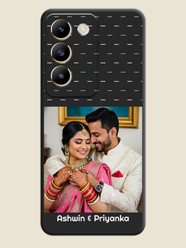 Custom Line Pattern Design with Text on Space Black Custom Soft Matte Phone Back Cover - Vivo T3 5G