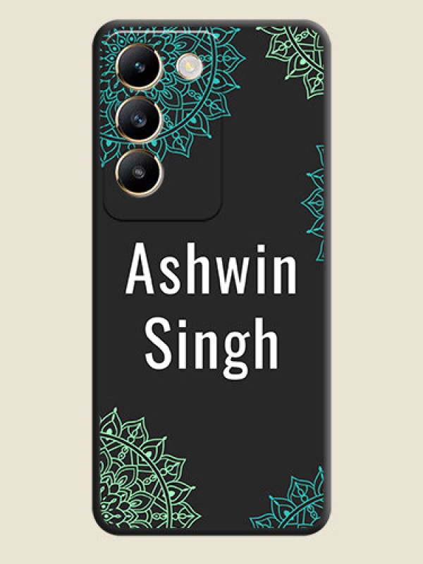 Custom Your Name with Floral Design on Space Black Custom Soft Matte Back Cover - Vivo T3 5G