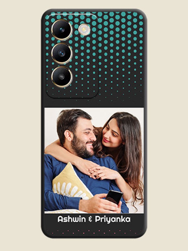 Custom Faded Dots with Grunge Photo Frame and Text on Space Black Custom Soft Matte Phone Cases - Vivo T3 5G
