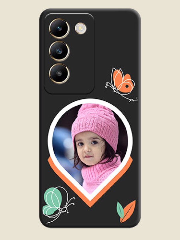 Custom Upload Pic With Simple Butterly Design On Space Black Personalized Soft Matte Phone Covers - Vivo T3 5G