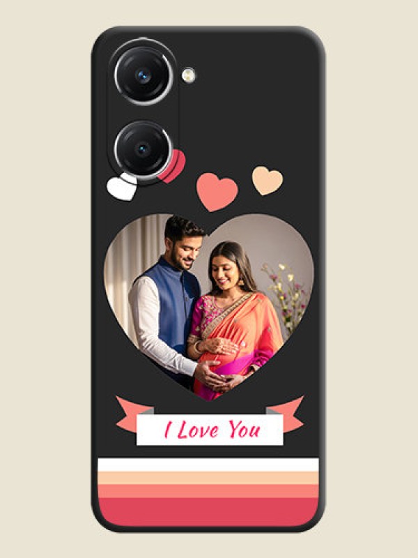Custom Love Shaped Photo with Colorful Stripes On Space Black Custom Soft Matte Mobile Back Cover - Vivo T3 Lite 5G