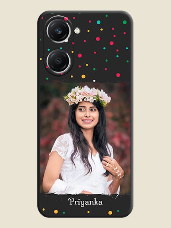 Custom Multicolor Dotted Pattern with Text On Space Black Custom Soft Matte Mobile Back Cover - Vivo T3 Lite 5G