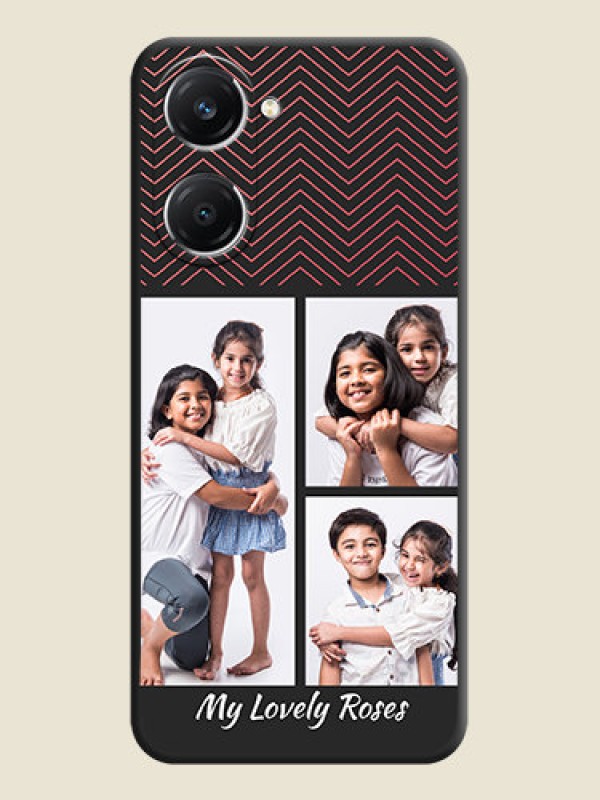 Custom Wave Pattern with 3 Image Holder On Space Black Custom Soft Matte Mobile Back Cover - Vivo T3 Lite 5G