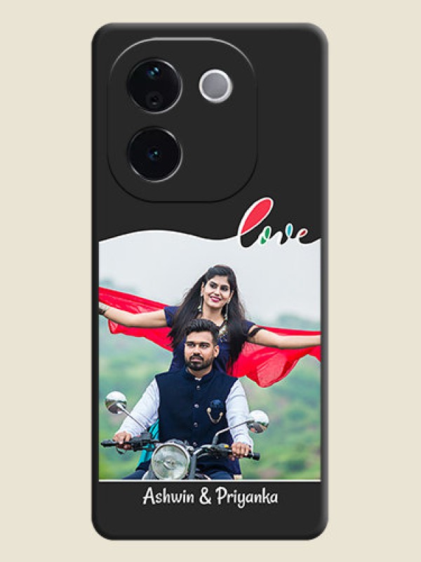 Custom Fall in Love Pattern with Picture on Photo On Space Black Custom Soft Matte Mobile Back Cover - Vivo T3 Pro 5G