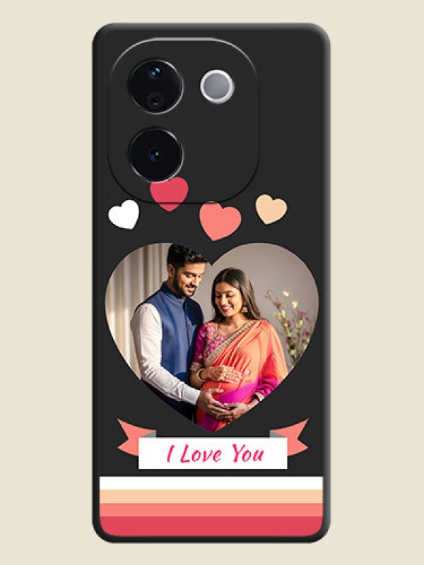 Custom Love Shaped Photo with Colorful Stripes On Space Black Custom Soft Matte Mobile Back Cover - Vivo T3 Pro 5G