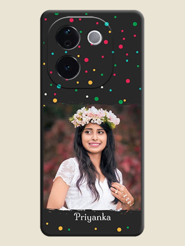 Custom Multicolor Dotted Pattern with Text On Space Black Custom Soft Matte Mobile Back Cover - Vivo T3 Pro 5G