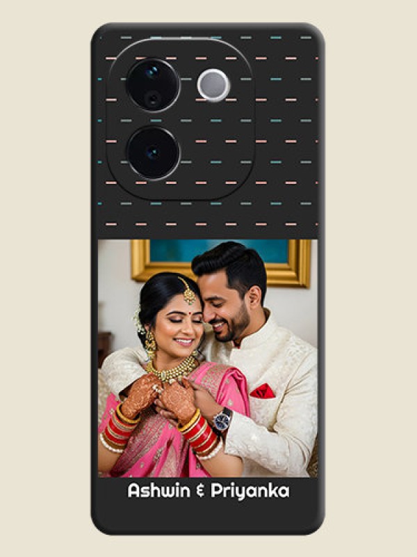 Custom Line Pattern Design with Text On Space Black Custom Soft Matte Mobile Back Cover - Vivo T3 Pro 5G