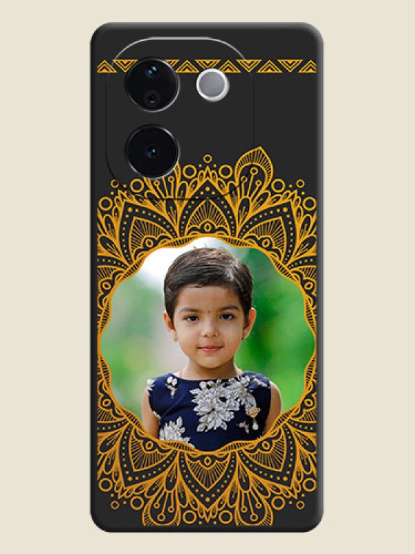 Custom Round Image with Floral Design On Space Black Custom Soft Matte Mobile Back Cover - Vivo T3 Pro 5G