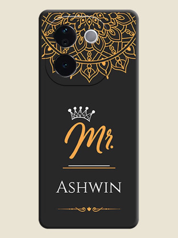 Custom Mr Name with Floral Design On Space Black Custom Soft Matte Mobile Back Cover - Vivo T3 Pro 5G