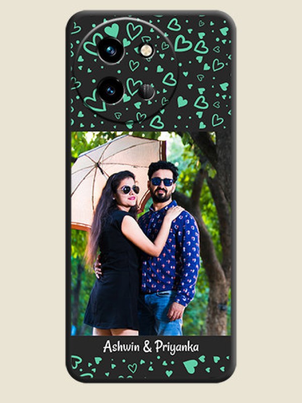 Custom Sea Green Indefinite Love Pattern on Photo On Space Black Custom Soft Matte Mobile Back Cover - Vivo T3X 5G