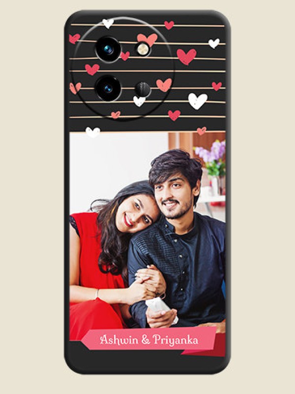 Custom Love Pattern with Name on Pink Ribbon on Photo On Space Black Custom Soft Matte Mobile Back Cover - Vivo T3X 5G