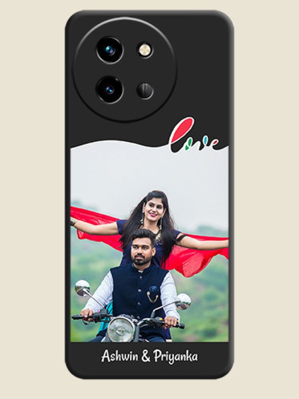 Custom Fall in Love Pattern with Picture on Photo On Space Black Custom Soft Matte Mobile Back Cover - Vivo T3X 5G