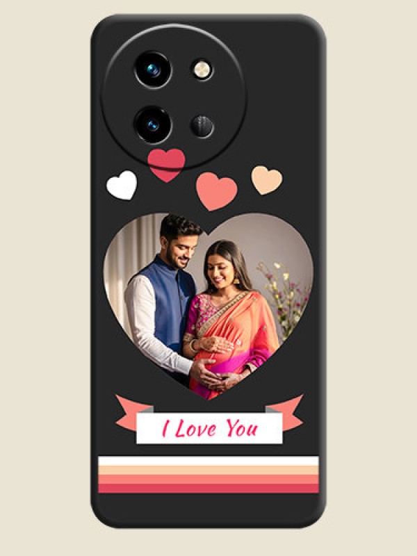 Custom Love Shaped Photo with Colorful Stripes On Space Black Custom Soft Matte Mobile Back Cover - Vivo T3X 5G
