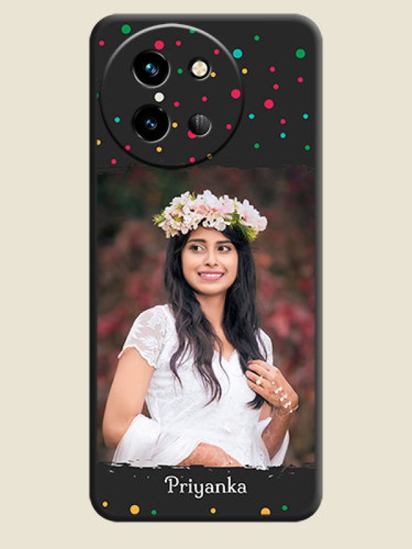 Custom Multicolor Dotted Pattern with Text On Space Black Custom Soft Matte Mobile Back Cover - Vivo T3X 5G