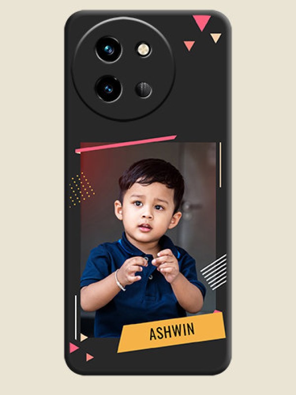 Custom Photo Frame with Triangle Small Dots on Photo On Space Black Custom Soft Matte Mobile Back Cover - Vivo T3X 5G