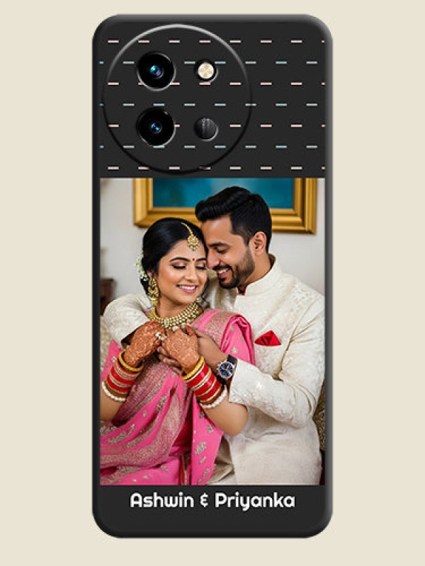 Custom Line Pattern Design with Text On Space Black Custom Soft Matte Mobile Back Cover - Vivo T3X 5G