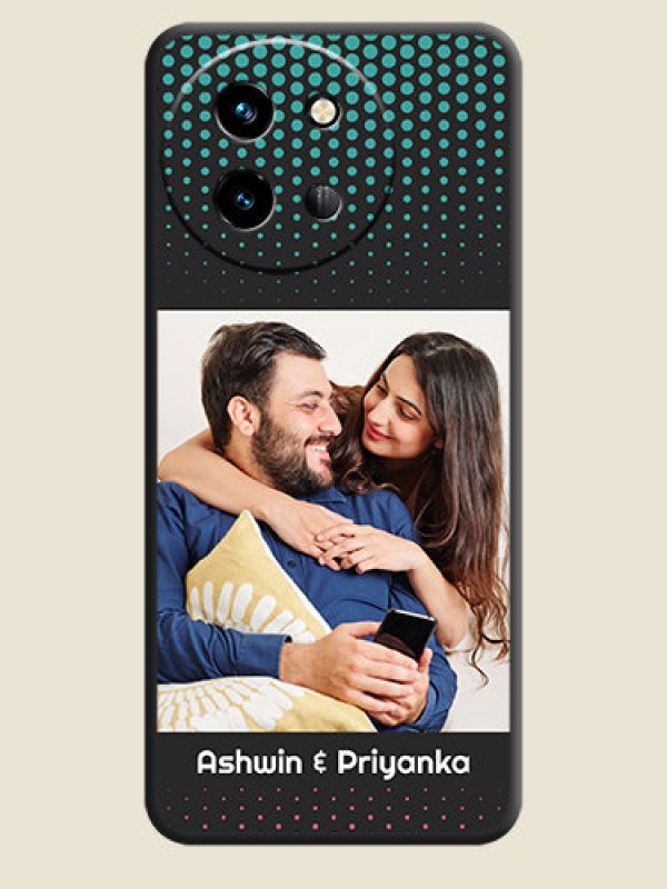Custom Faded Dots with Grunge Photo Frame and Text On Space Black Custom Soft Matte Mobile Back Cover - Vivo T3X 5G
