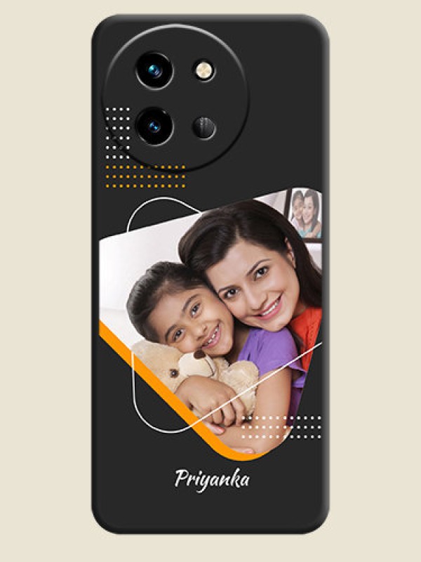 Custom Yellow Triangle on Photo On Space Black Custom Soft Matte Mobile Back Cover - Vivo T3X 5G