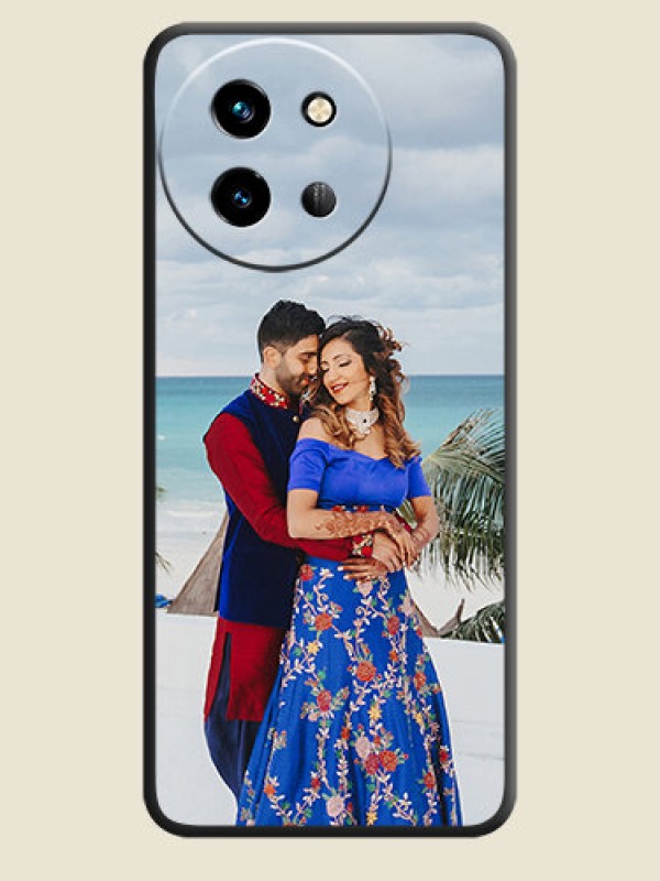 Custom Full Single Pic Upload On Space Black Custom Soft Matte Mobile Back Cover - Vivo T3X 5G