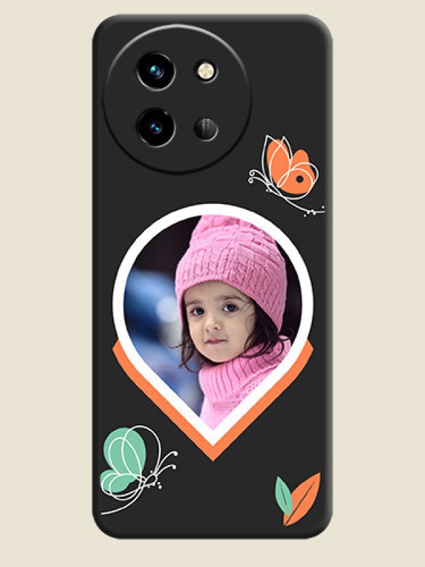 Custom Upload Pic With Simple Butterly Design On Space Black Custom Soft Matte Mobile Back Cover - Vivo T3X 5G