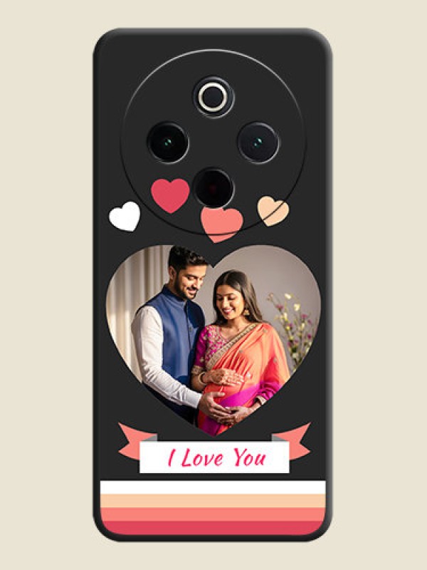 Custom Love Shaped Photo with Colorful Stripes On Space Black Custom Soft Matte Mobile Back Cover - Vivo T4 5G