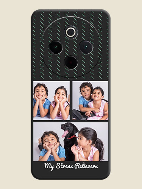 Custom Cross Dotted Pattern with 2 Image Holder On Space Black Custom Soft Matte Mobile Back Cover - Vivo T4 5G