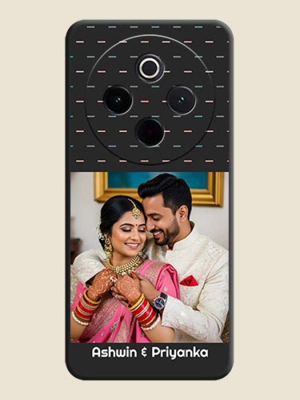 Custom Line Pattern Design with Text On Space Black Custom Soft Matte Mobile Back Cover - Vivo T4 5G