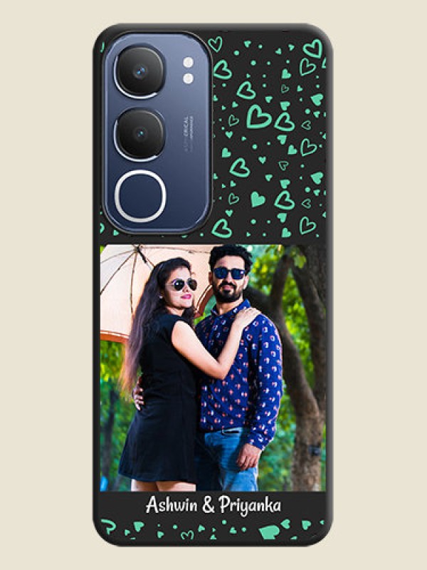 Custom Sea Green Indefinite Love Pattern on Photo On Space Black Custom Soft Matte Mobile Back Cover - Vivo T4 Lite