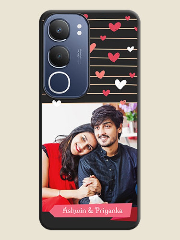 Custom Love Pattern with Name on Pink Ribbon on Photo On Space Black Custom Soft Matte Mobile Back Cover - Vivo T4 Lite