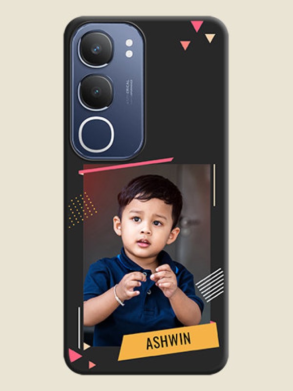 Custom Photo Frame with Triangle Small Dots on Photo On Space Black Custom Soft Matte Mobile Back Cover - Vivo T4 Lite