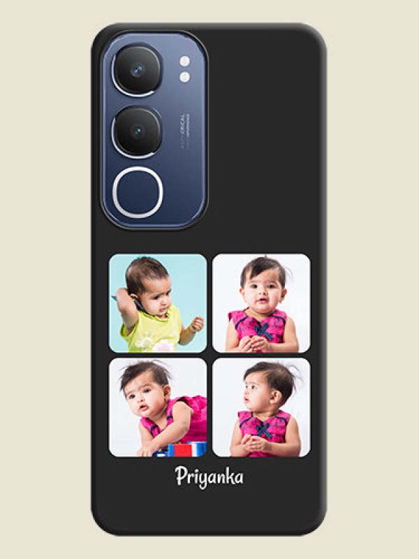Custom Floral Art with 6 Image Holder on Photo On Space Black Custom Soft Matte Mobile Back Cover - Vivo T4 Lite